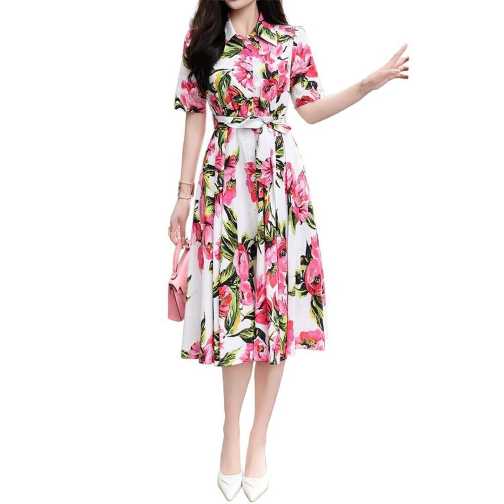Burryco Womens  Short Sleeve Shirtdress